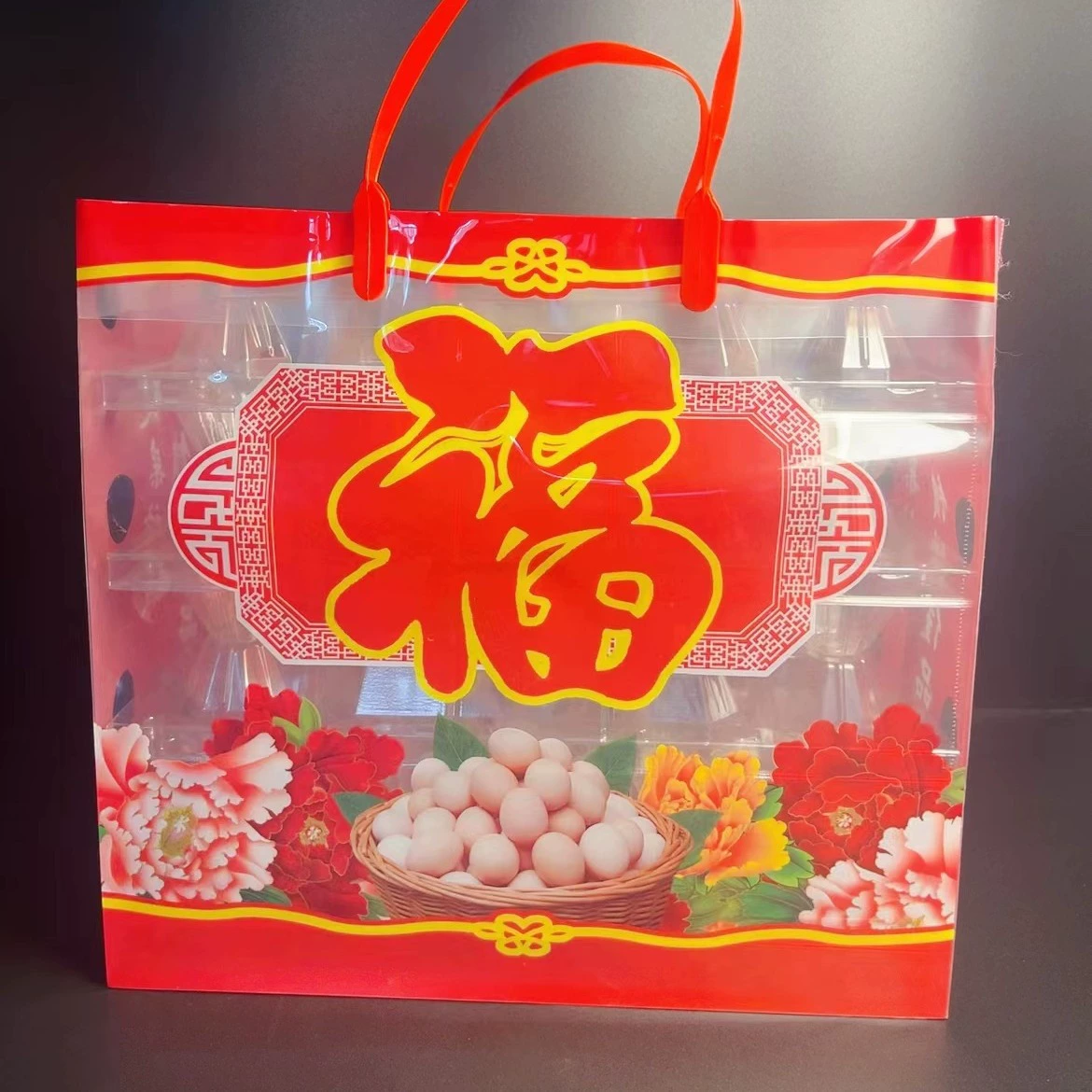 Двусторонние Hongfu 48 штук, 60 штук, пластиковые пакеты для упаковки яиц с многосторонним принтом, подарочные пакеты + 4 противня для яиц