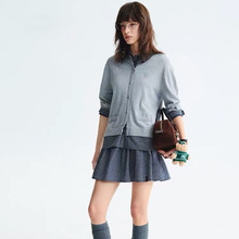 毛针织衫2026秋季新款女装衬衫百搭上衣拼接假两件外搭开衫外套