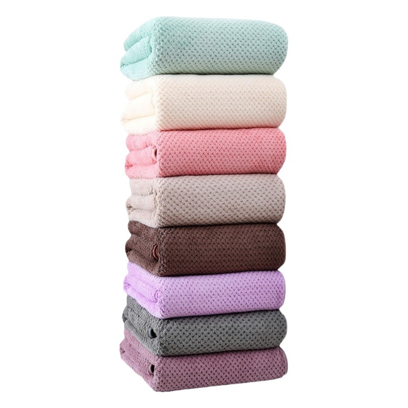 Piña Lisa Plaid de alta densidad de terciopelo coral ribete Toalla de baño adulto llano extra grande Toalla de baño engrosada combinación de toallas