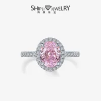 Shipe Jewellery 2024 новый 2-каратный яйцо в форме 7*9 ледяных цветов, нарезанные высокоуглеродистыми бриллиантами, легкие роскошные алмазные порошки женские кольца s925 серебро