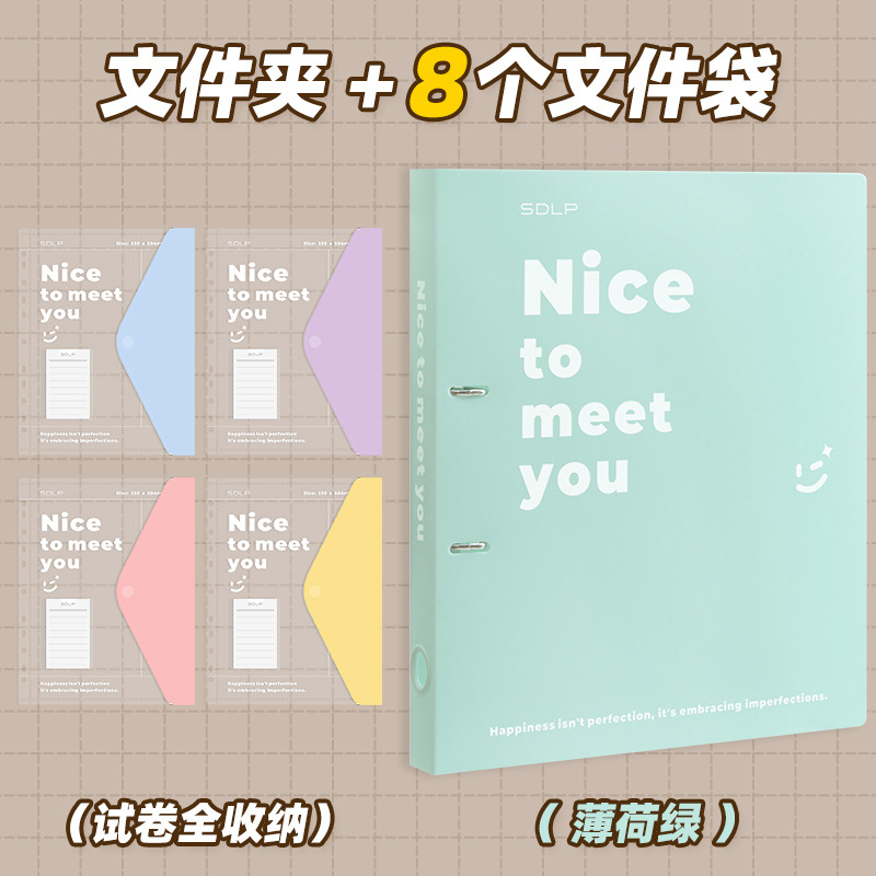 [세트] 폴더-민트그린+파일가방 8개