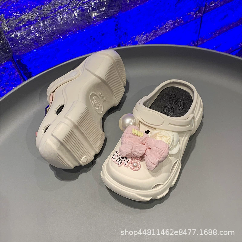 Милая летняя модная обувь для принцессы на платформе, пляжные нескользящие шлепанцы, пляжный стиль