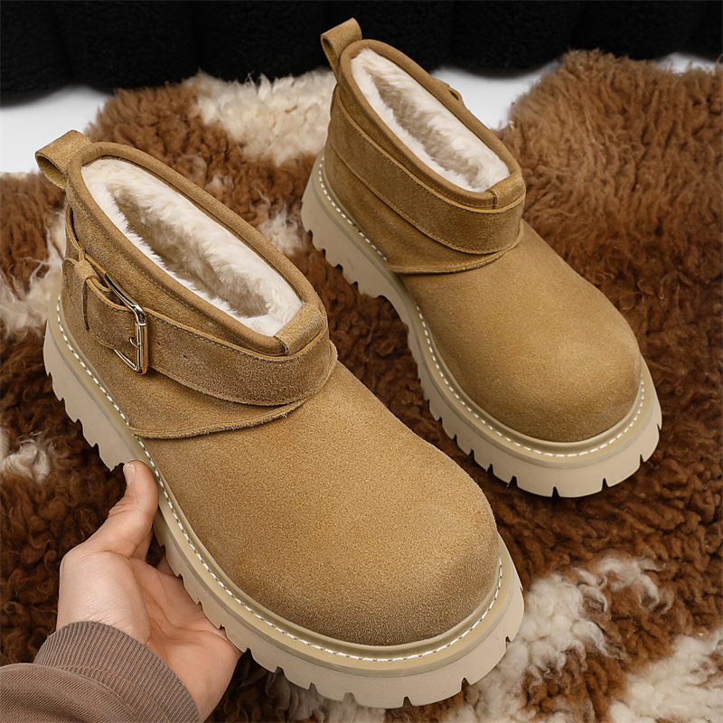 겨울 새 기모 두꺼운 더비 신발 두꺼운 단독 증가 연인 미키 큰 머리 남성 신발 차가운 스노우 부츠