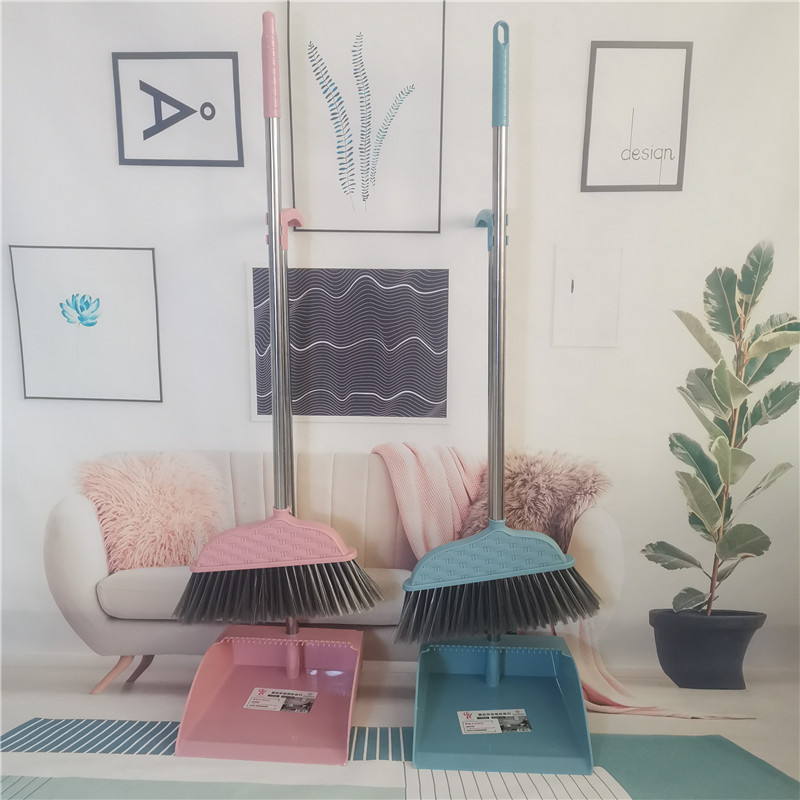 家用不鏽鋼杆笤帚簸箕套裝 家居清潔套掃辦公室掃帚 加厚簸箕掃把