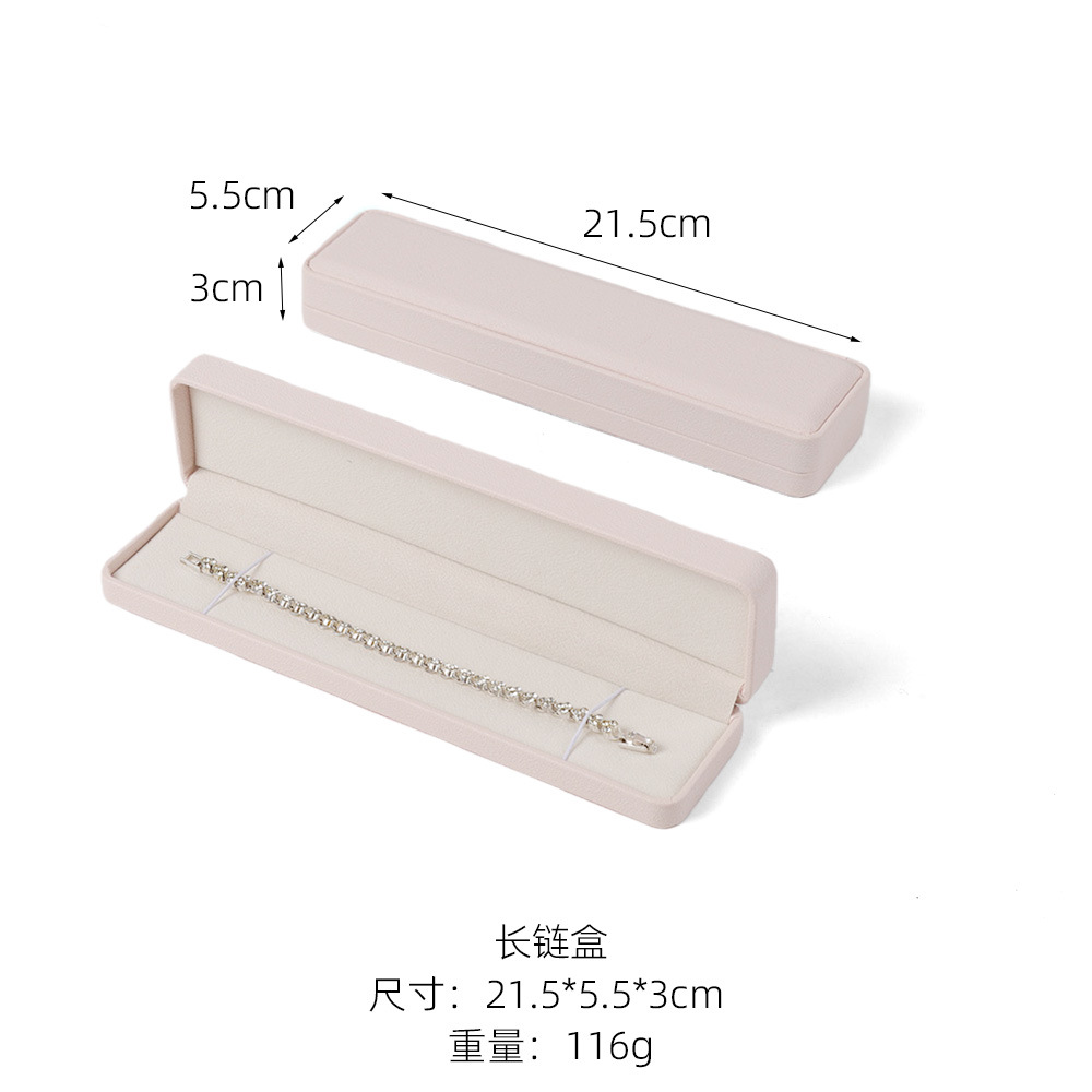 Caja de joyería rosa de alta calidad de cuero pu caja de embalaje de marca de joyería logotipo colgante pulsera collar caja de anillo