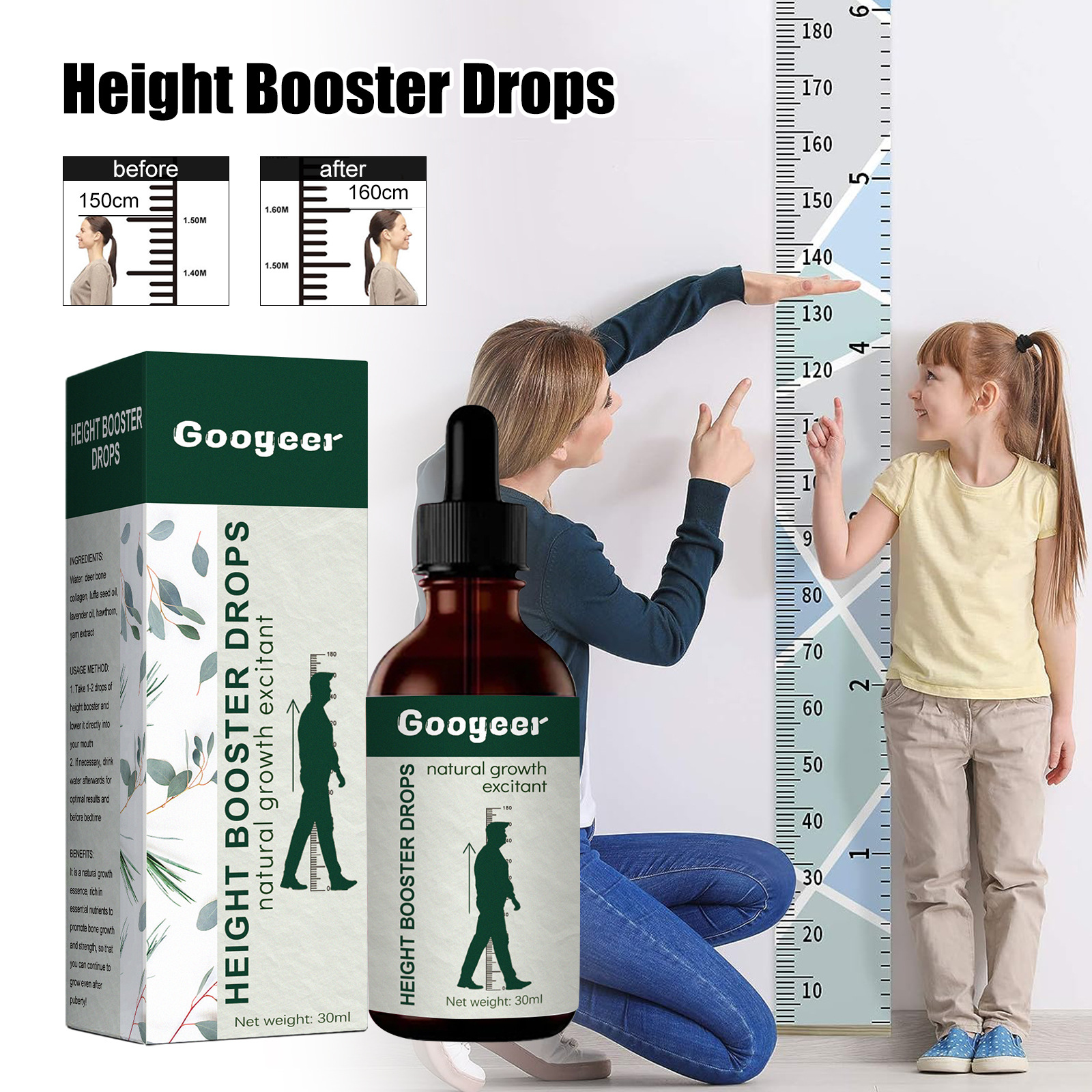 Googeer Height Boosting Essence La cura dell'altezza del corpo aumenta l'altezza e l'olio essenziale per l'agopuntura del piede_voghion.com