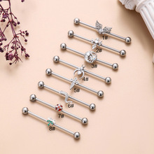 亨森不锈钢杆锆石时尚个性耳桥软骨长款耳钉穿刺耳饰