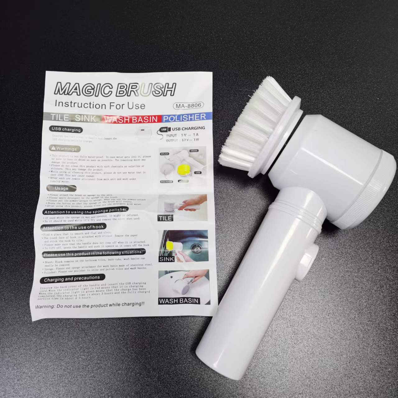 Nueva celebridad de Internet transfronteriza con el mismo estilo, cepillo de limpieza eléctrico de mano multifuncional para el hogar, cepillo para lavar platos, juego de cocina para el hogar de 5 piezas