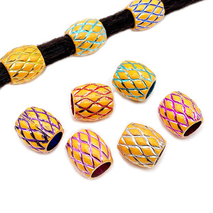 Dirty braid jewelry 15*16mm acrylic plated large hole beaded wig braid decorative hair beads diy hair accessories