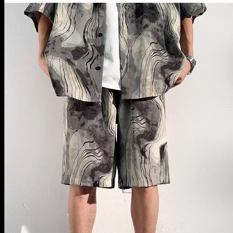 Origen Fabricante Camisa de manga corta de estilo chino Tang para hombres Camisa de media manga de cuello alto delgado de todo fósforo de verano para hombres de moda