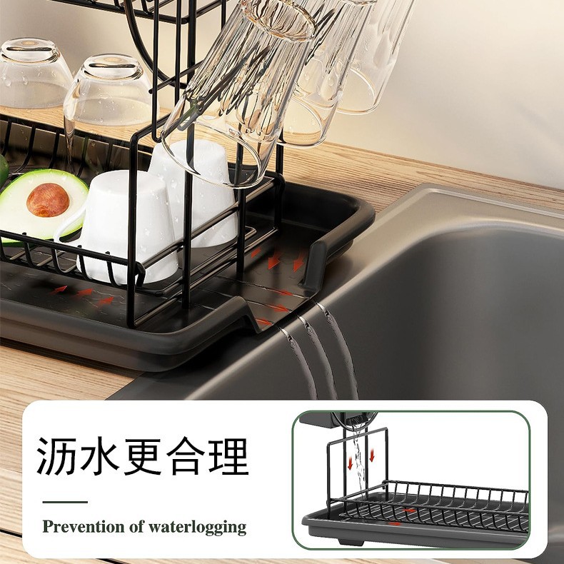 Escurridor de platos de gran capacidad para cocina, escurridor de platos para encimera, escurridor de platos sobre el fregadero.
