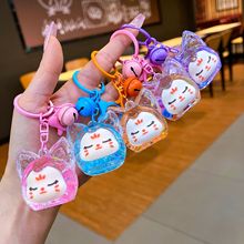 网红亚克力小狐狸流沙瓶钥匙扣可爱摆件公仔包包挂件礼品钥匙链批