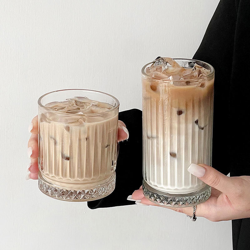 Household Simple Glass Cold Brew Iced Latte Coffee Cup High-Value Juice Cup Milk Cup High-End Beverage Cup