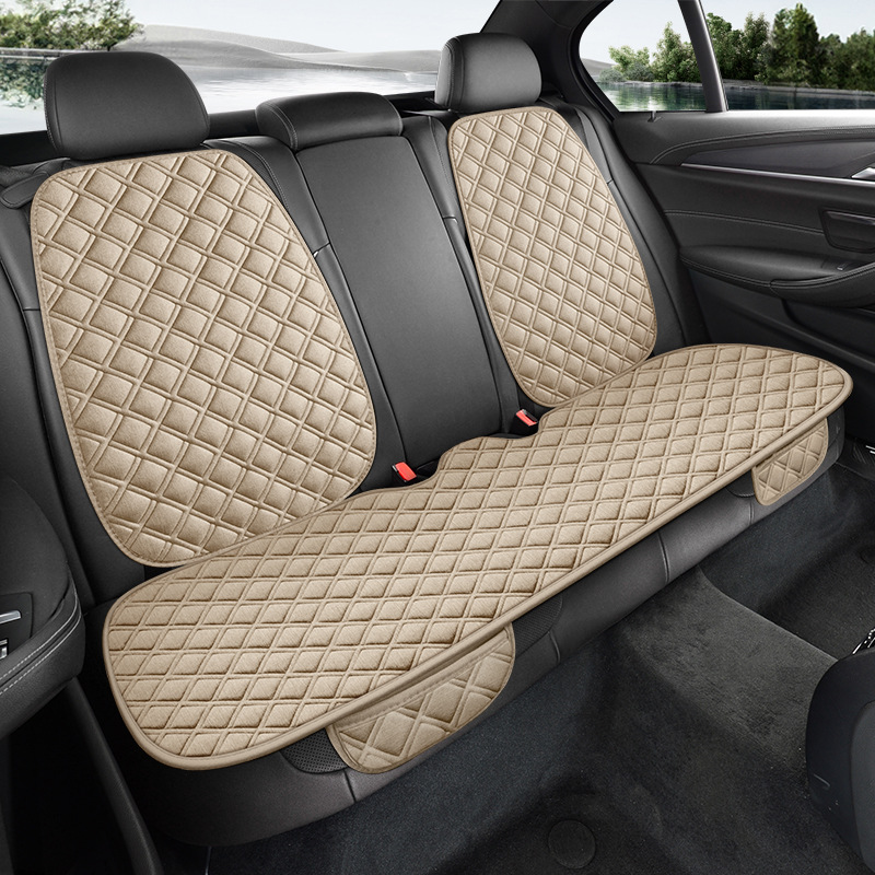 厂家直销汽车坐垫纤维亚麻方格防滑座垫单张座垫外贸爆款座垫