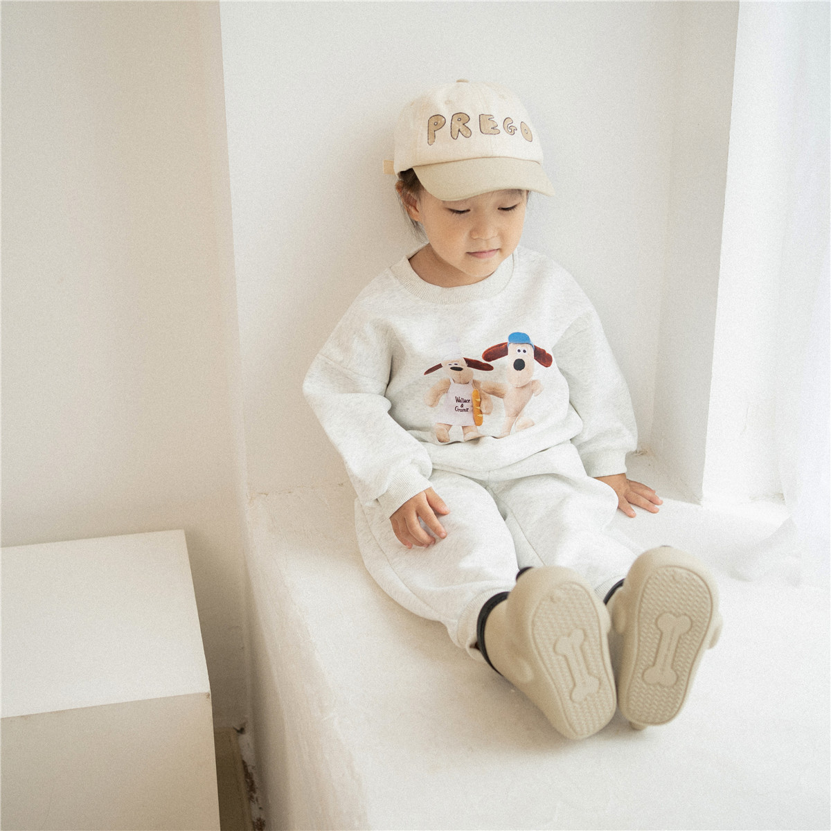 Kinder 2023 Neue Herbst Jungen und Mädchen Koreanische Freizeit Hund Pullover Zwei Stück Baby Set_voghion.com