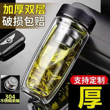 鹅蛋杯双层保温玻璃杯耐高温防爆高硼硅茶水分离杯子水杯礼品批发