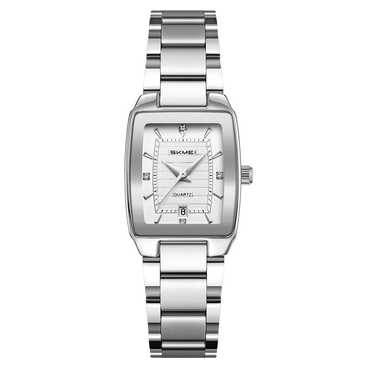 Momento de belleza reloj de acero reloj de mujer de negocios cuadrado impermeable calendario único reloj de cuarzo transfronterizo al por mayor spot