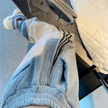 山力达迪休闲时尚运动阔腿裤女秋冬新款加绒显瘦百搭宽松灰色束脚