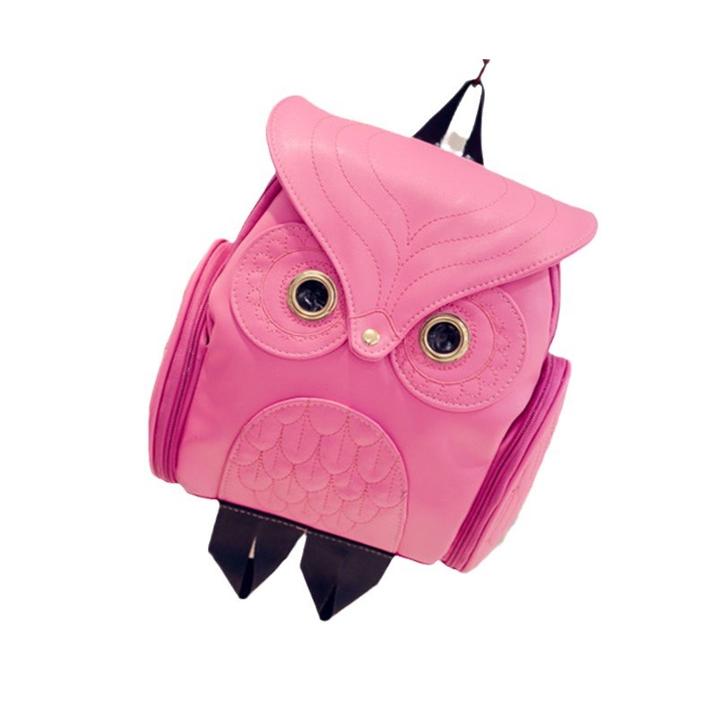Comercio exterior estilo coreano pu relieve búho mochila nueva mujer de dibujos animados animal mochila viaje tendencia bolso de las mujeres