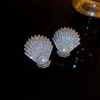Silver needle, zirconium, fashionable advanced earrings from pearl, light luxury style, high-quality style, wholesale
