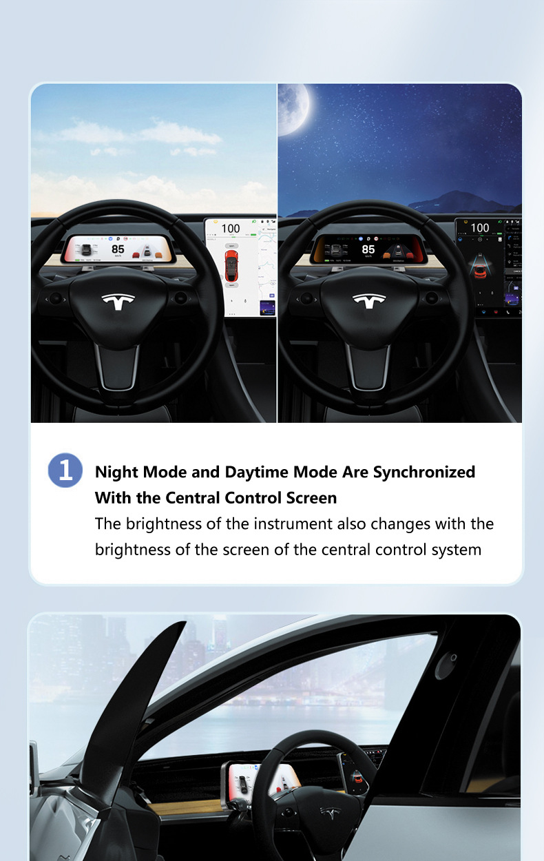 Cross-Border New Products Suitable for Tesla's New Model 3/Y/Wireless Carplay 9.66inch Modified Dashboard