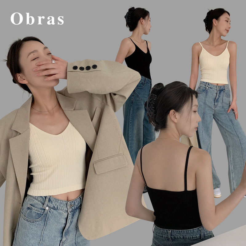 Obras high-grade thin shoulder strap thread 32-pin beauty back fixed integrated bionic latex cup vest