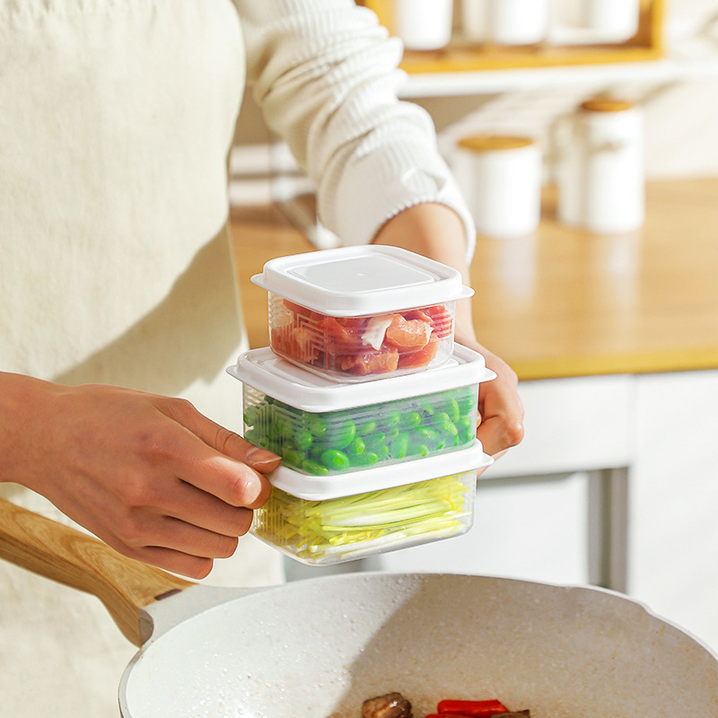 Cocina refrigerada alimentos sub-embalaje almacenamiento crisper mini granos cebolla sub-embalaje caja de almacenamiento portátil al por mayor