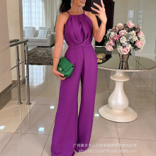 ODS5552欧美跨境松紧系带领口收腰连体裤