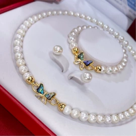 天然珍珠项饰;天然珍珠耳饰;珍珠首饰套装