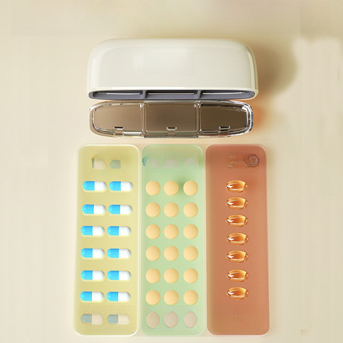 High-end small medicine box, portable mini daily three meals a day airtight moisture-proof carrying medicine pill organizer storage box
