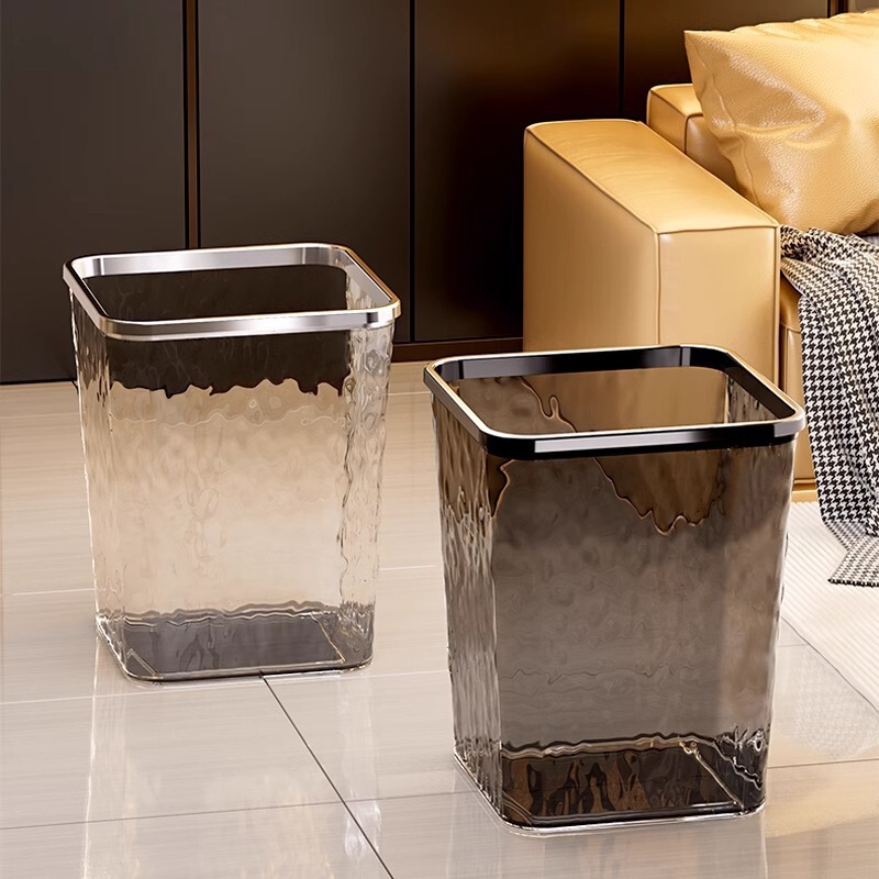 Trash Can Household Transparent New Style Living Room Light Luxury Storage Paper Basket Large Capacity Bathroom Kitchen Bedroom