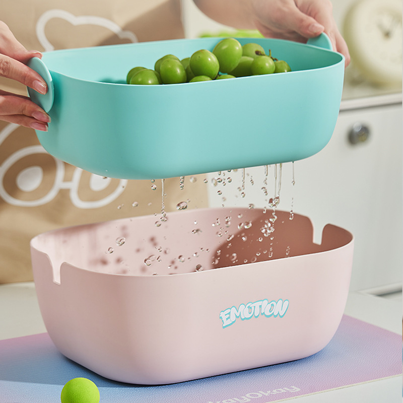 ドーパミンフルーツ洗浄野菜水切りかご、二層水切りバスケット、クリエイティブで可愛いキッチン野菜洗い桶|undefined