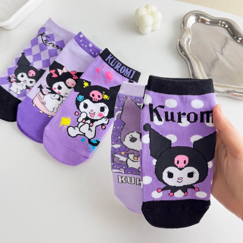 Women's short socks for spring and summer, Korean-style boat socks, cute cartoon purple invisible socks, non-slip, no-show socks for girls and students Women's short socks for spring and summer, Korean-style boat socks, cute cartoon purple invisible socks, non-slip, no-show socks for girls and students