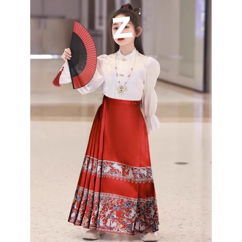 Hanfu Children's Set 2025 Spring and Autumn Parent-Child Mamian Skirt Spring Set Traditional Chinese Style Hanfu Dress