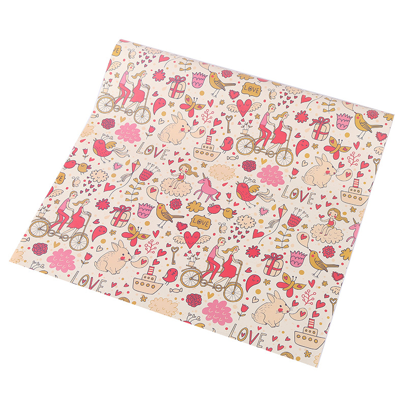 Papel de regalo para comercio exterior transfronterizo, papel de embalaje impreso para días festivos, San Valentín, Año Nuevo, venta al por mayor, estilo pintado a mano