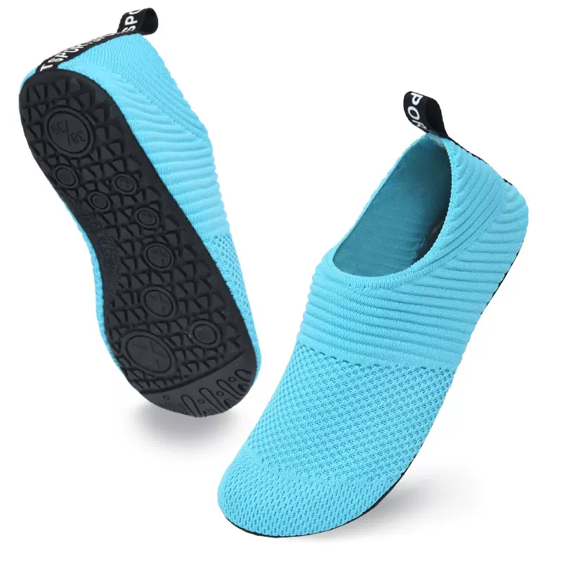 跨境沙滩鞋速干涉水赶海软底贴肤鞋户外男女水上乐园飞织游泳鞋