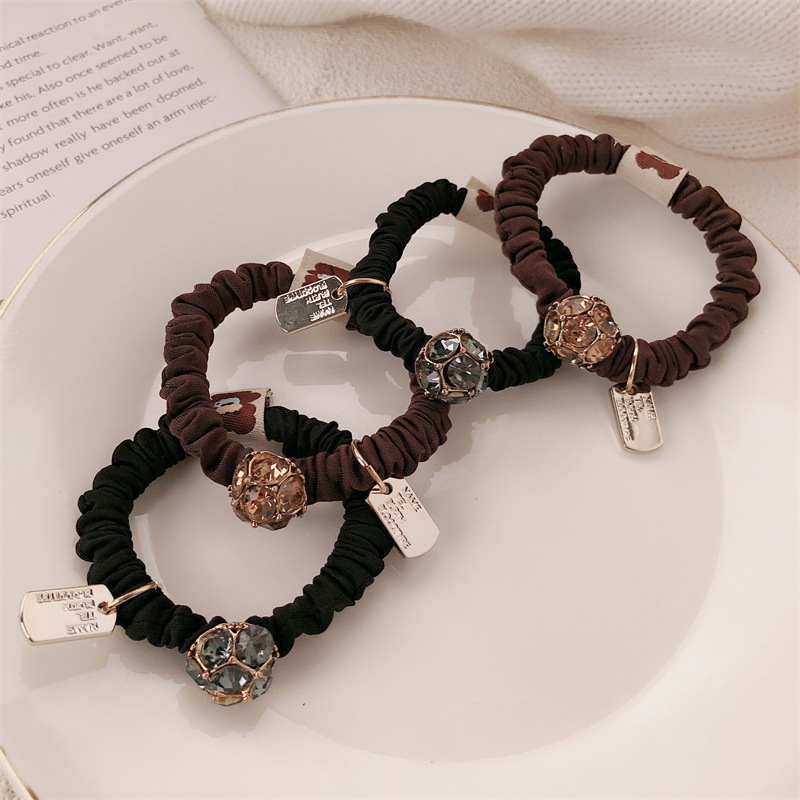 Luz lujosa cuerda de cabello mujer diamante de alta elasticidad y duradero anillo de cabello intestino delgado no daña el cabello cabeza de banda de goma adornamiento para el cabello