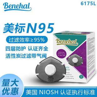 Activated Carbon Filter with Air Valve Benehal Shikang N95 Protective Mask Cross-border NIOSH Certification US Standard GB
