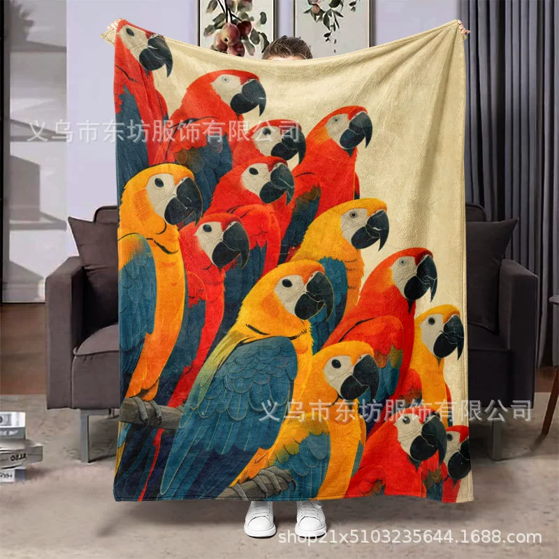 Теплый креативный попугай простой и удобный фланелевый одеяло подходит для всех сезонов