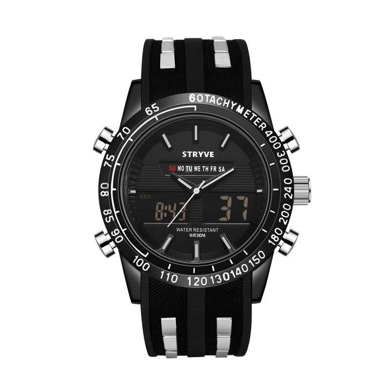 Stryve 8005 deportes impermeable reloj personalizado luminoso sincronización alarma doble pantalla reloj electrónico regalo creativo