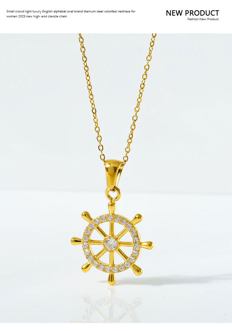 1 Piece Quantity Wholesale Jewelry Elegant Simple Style Streetwear Anchor Titanium Steel Diamond Pendant Necklace