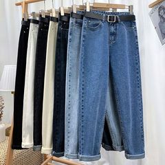 牛仔裤女秋季2025年新款宽松显瘦直筒阔腿高腰加绒哈伦老爹萝卜裤