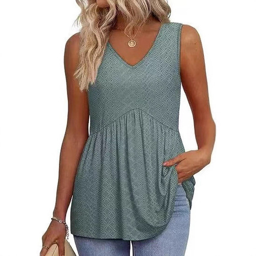 European and American summer women's vest hot new printed wrinkled T-shirt