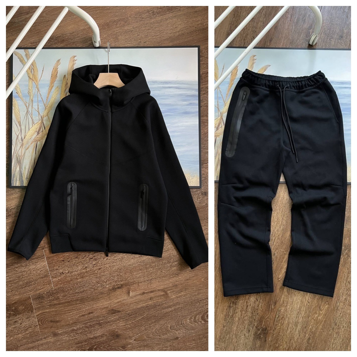 Sports Set otoño e invierno nueva marca compartida calle cremallera chaqueta con capucha pantalones rectos traje deportivo y casual hombre