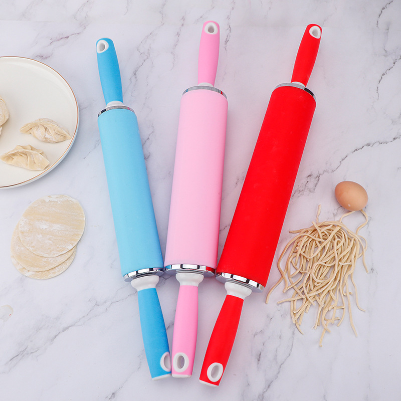 Large silicone rolling pin non-stick roller kitchen baking dumpling wrapper silicone flour stick tool