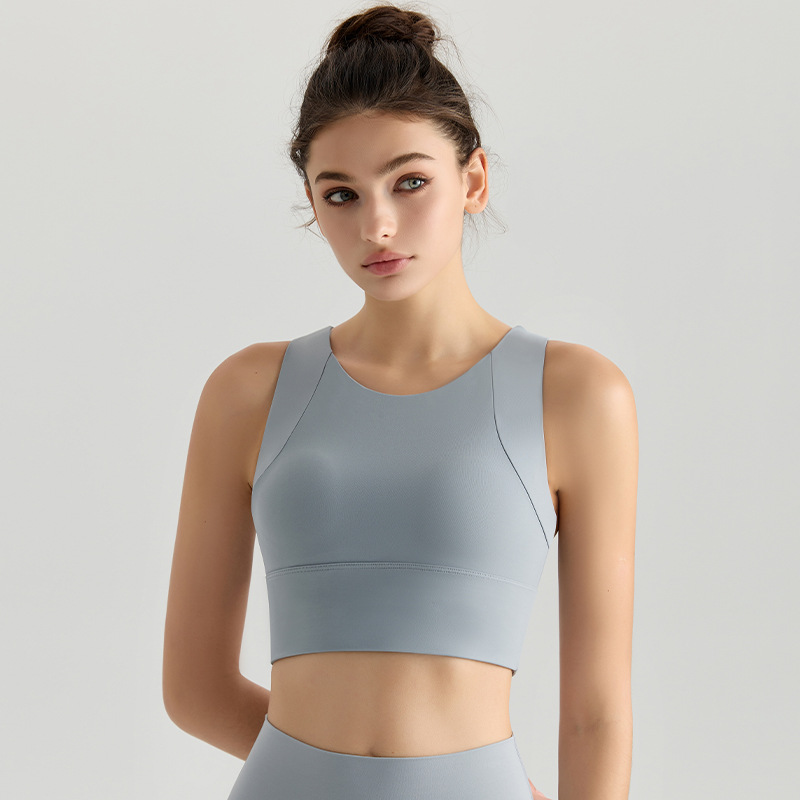 LAHN yoga chaleco de yoga de alta intensidad copa todo en uno parte superior trasera de belleza a prueba de golpes con almohadilla para el pecho fitness largo