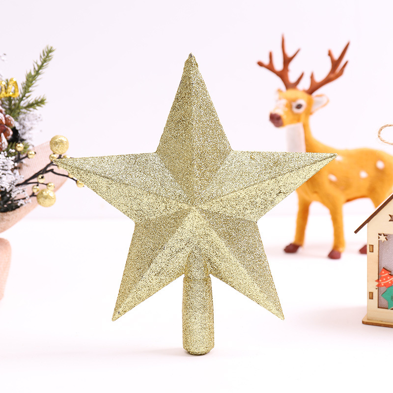 Árbol de Navidad transfronterizo decoraciones estrella superior brillo estrella de cinco puntas accesorios para árboles de Navidad Oro Rosa Navidad estrella superior