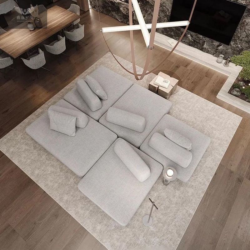 Sofá modular apartamento pequeño combinación libre salón horizontal de doble cara sala de estar isla cuadrado sin apoyabrazos sofá de tela de respaldo