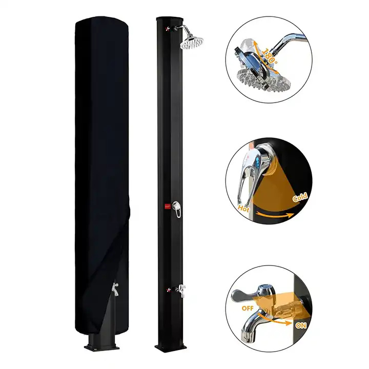 2023 PVC 35L gran capacidad negro ducha solar con grifo solar ducha al aire libre