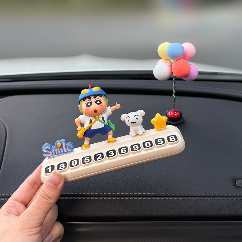 Authentic Crayon Shin-Chan Parking Sign, Car Temporary Parking Phone Number Plate, Cute for Women